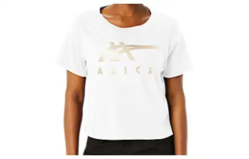 ASICS T Shirts Women's White Crew Neck Moderate Other