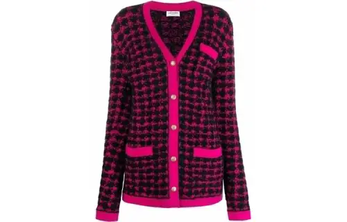 SAINT LAURENT Tweed Button Up Cardigan
