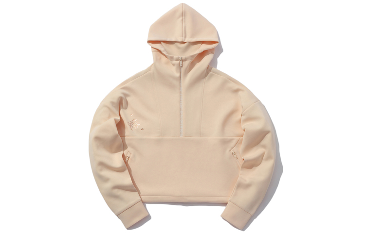 Li Ning Sweatshirts Women's Vanilla Apricot Hooded Moderate Regular