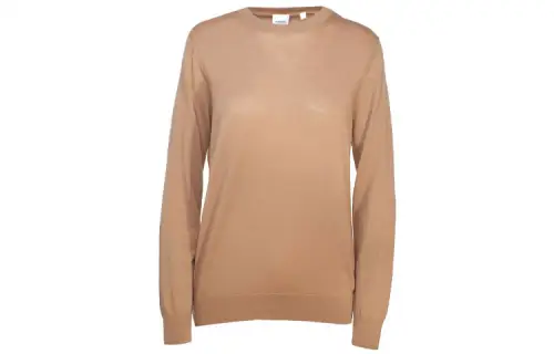 Burberry Women's Vintage Check Patch Merino Wool Sweater Beige
