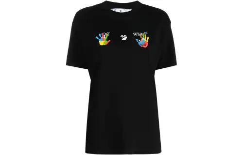 OFF WHITE Women's Kids Swimming Logo Casual S/S T shirt Black/Multi