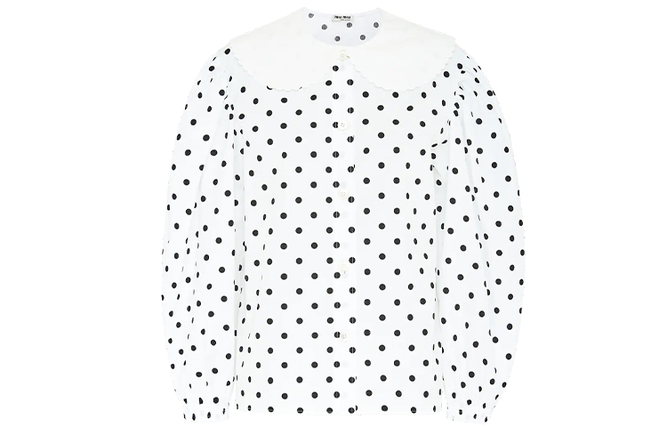 MIU MIU Shirts Women's White Peter Pan Collar Moderate Shirt