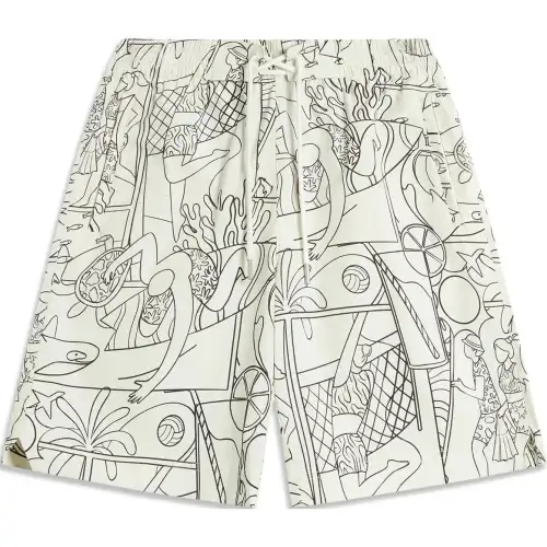 Li Ning Sports Trendy Collection Casual Shorts Men's Black White Combination Print