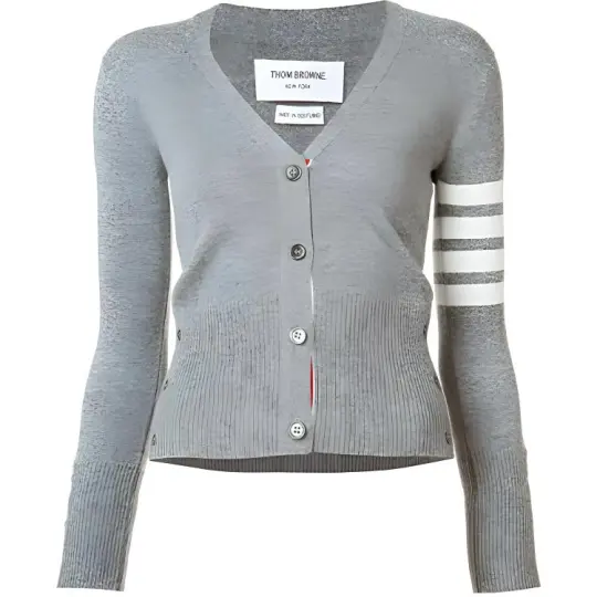 THOM BROWNE 4 Bar V Neck Cardigan