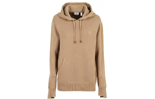 Burberry Logo Embroidered Drawstring Knit Hoodie