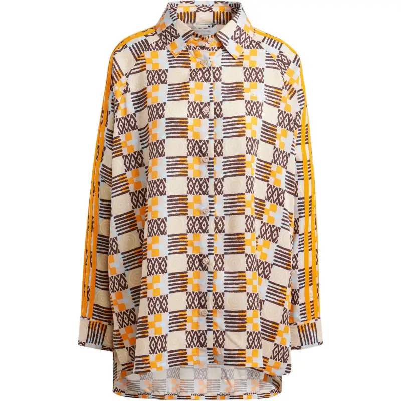 Adidas Originals 80s LONG SLEEVE SHIRT Women's Gray Brown Tan