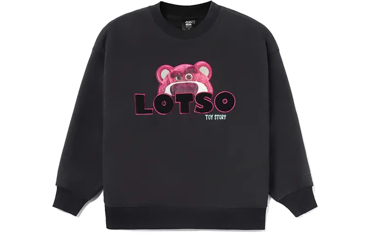 Li Ning x Disney Pixar Lotso Collection, Cartoon Print Fleece Lined Fleece Lined Loose Fit Pullover Sweatshirt Women's