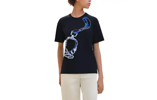 HERMES Drop Shoulder Sleeve T Shirt Women's Black
