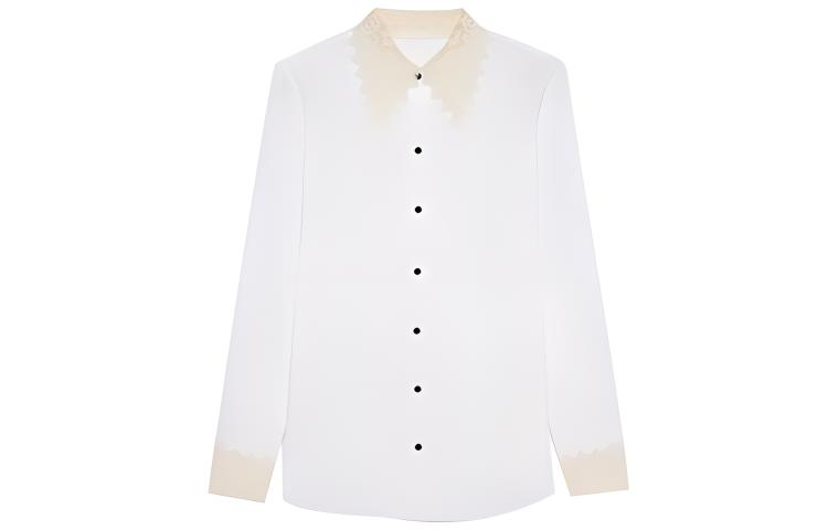 SAINT LAURENT Striped Lace Embroidered Shirt