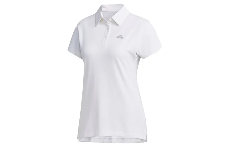 Adidas Polo Shirts Women's White Polo Collar Moderate Nipped-in Waist