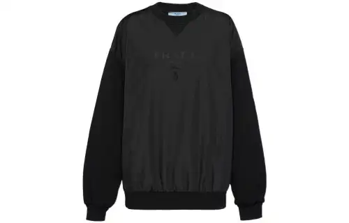 PRADA Sweatshirts Women's Black Crew Neck Moderate Regular