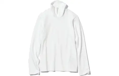 UNIQLO T Shirts Women's White Turtleneck Moderate Straight Fit