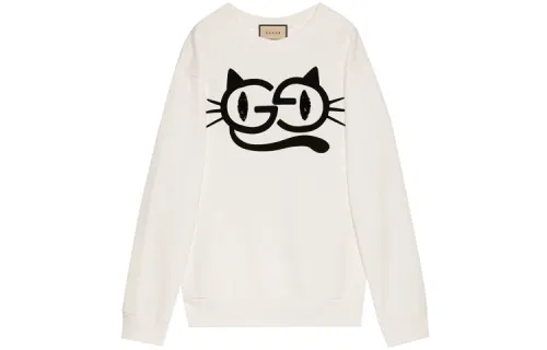 【Previous Season】Cat Eyes-print bead-embellished sweatshirt