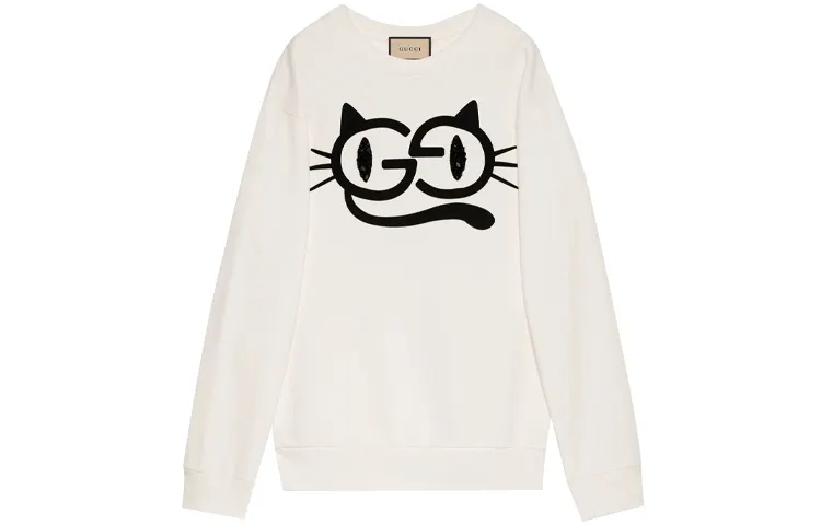 【Previous Season】Cat Eyes-print bead-embellished sweatshirt