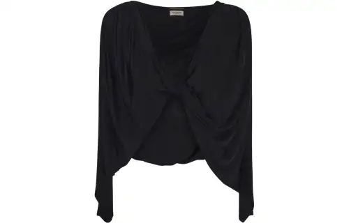 SAINT LAURENT Open-Front Ruched Long-Sleeved Top