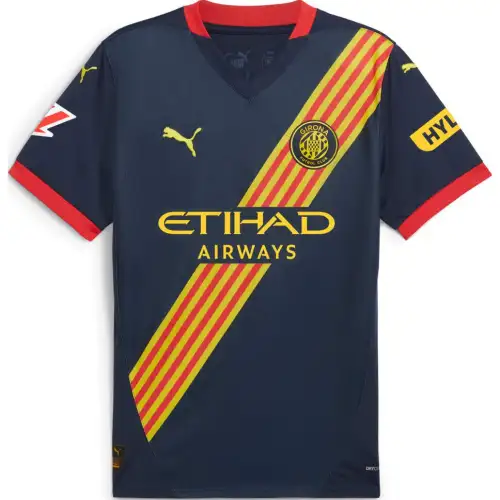 PUMA Girona FC SS24 Away Jersey Youth Soccer Jersey Men's Blue Yellow