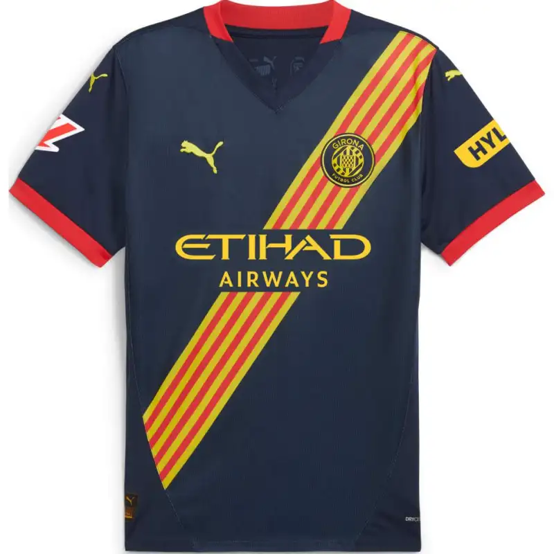 PUMA Girona FC SS24 Away Jersey Youth Soccer Jersey Men's Blue Yellow