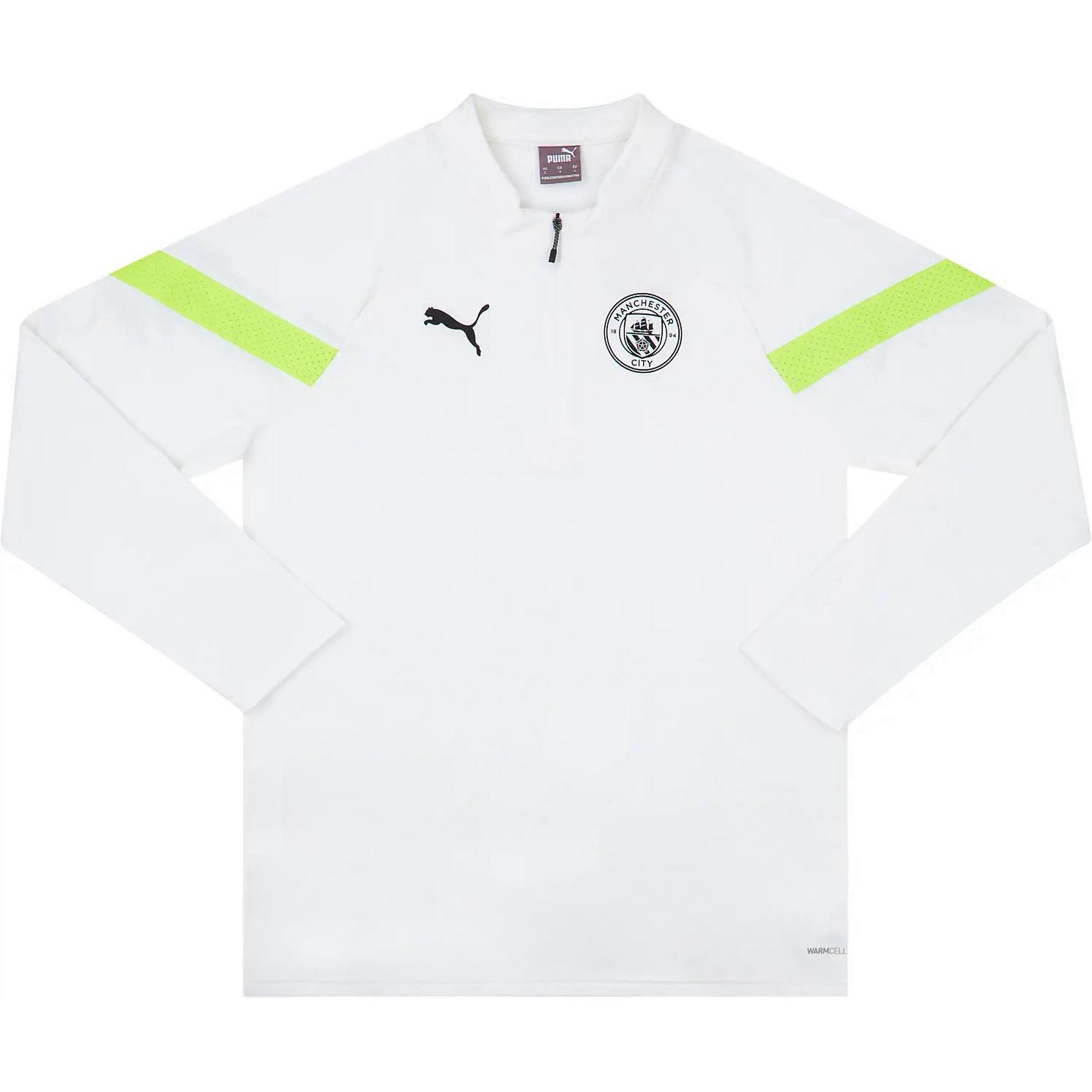 PUMA 2022 23 Manchester City 1/4 Zip Training Fleece Soccer Jersey Unisex White