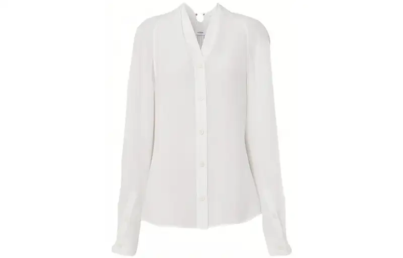 Burberry Shirts Women's White V Neck Moderate Shirt