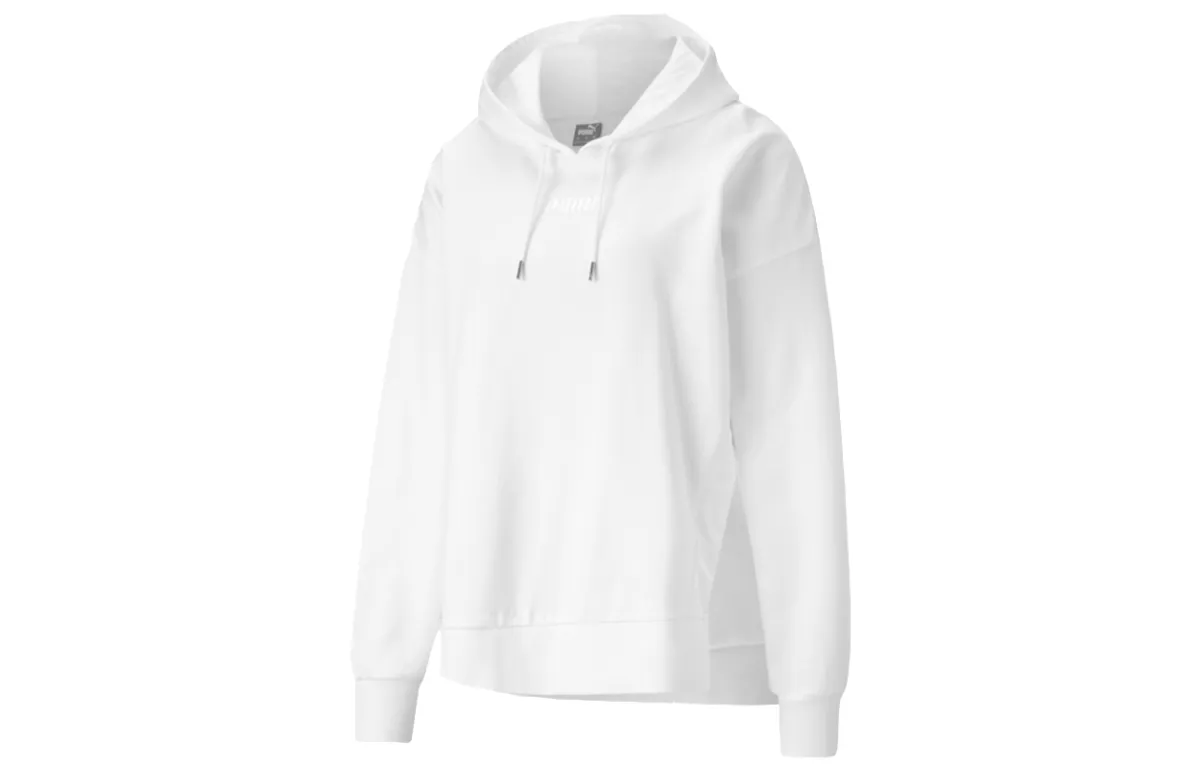 PUMA Sweatshirts Women's White Hooded Moderate Regular