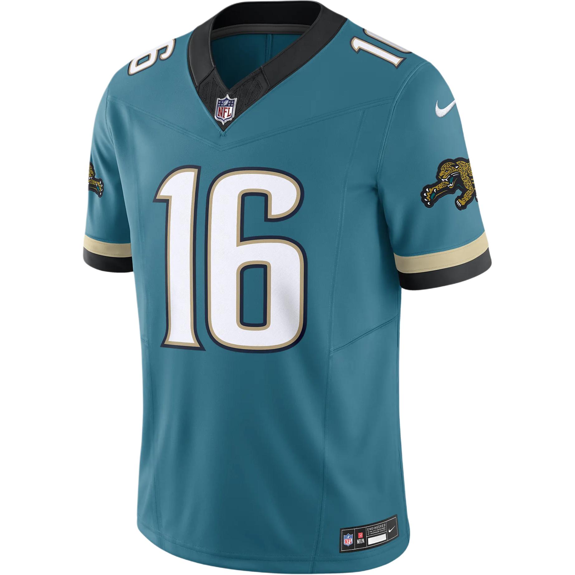 Nike X NFL joint model Trevor Lawrence Jacksonville Jaguars Trevor Lawrence Jacksonville Jaguars sweat-absorbent V-neck comfortable short-sleeved football jersey men's teal