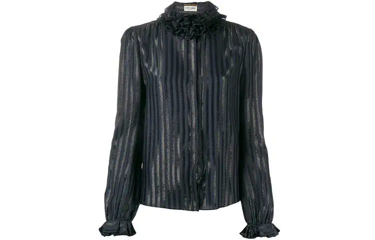 SAINT LAURENT Shirts Women's Black Stand Collar Moderate Other