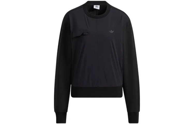 Adidas Originals Sweatshirts Women's Black Crew Neck Moderate Straight Fit