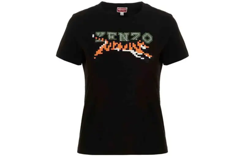 KENZO Tiger Motif Embroidered Crewneck T Shirt