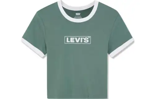 Levis T Shirts Women's Green Crew Neck Moderate Straight Fit