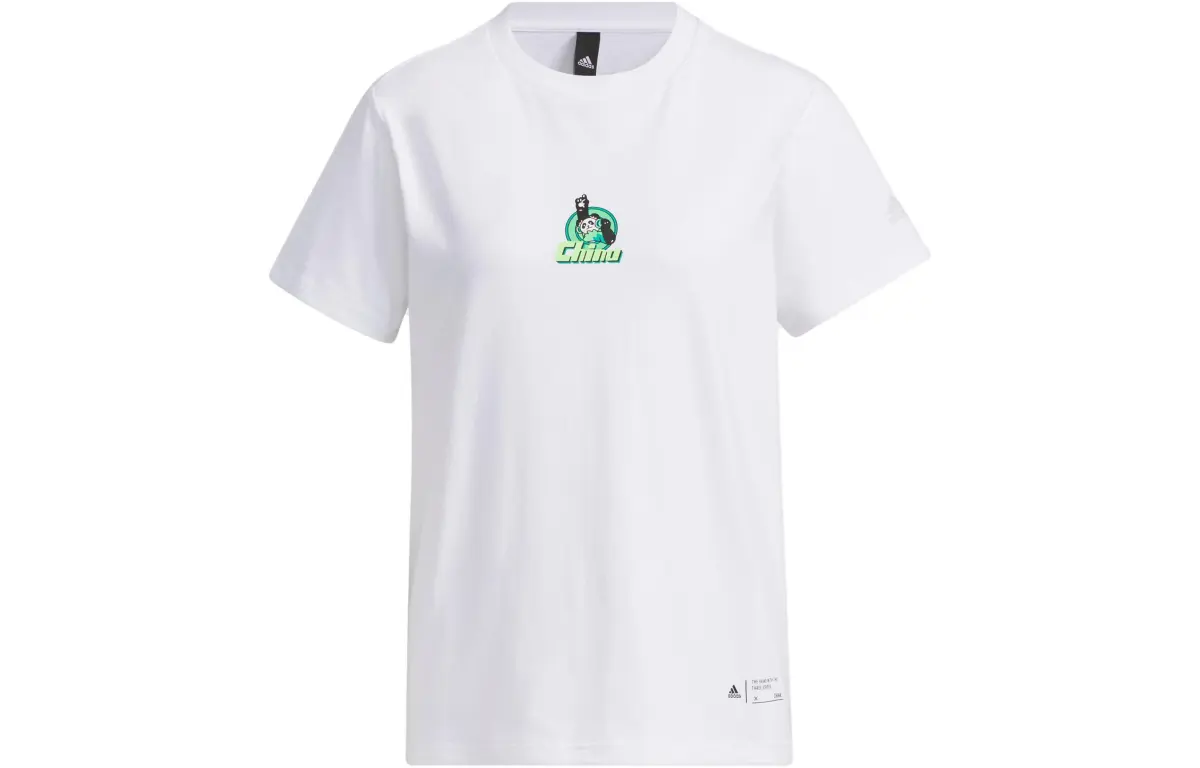 Adidas T-Shirts Women's White Crew Neck Moderate Straight Fit