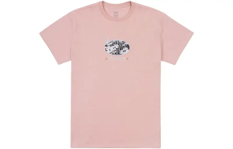 Vans T Shirts Women's Pink Crew Neck Moderate Straight Fit
