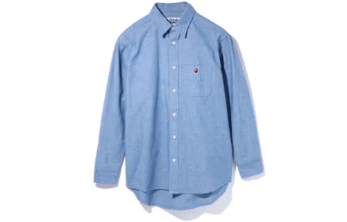 A BATHING APE Shirts Women's Blue Lapel Moderate Shirt