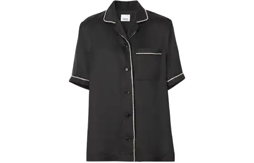 Burberry Shirts Women's Black Lapel Shirt