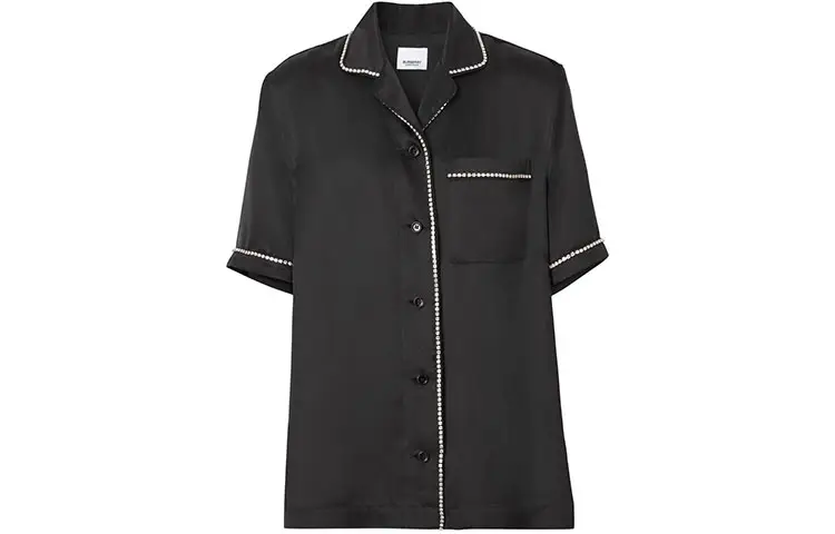 Burberry Shirts Women's Black Lapel Shirt