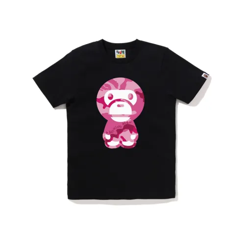 Bape Women's Woodland Camo Big Baby Milo Tee White