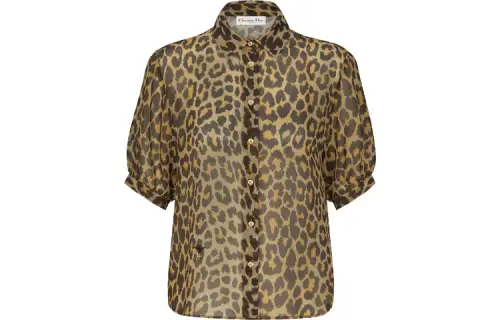 DIOR Shirt Women's Beige Leopard Print