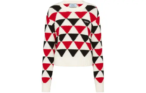 PRADA Cashmere Sweaters Women's Red Crew Neck Moderate