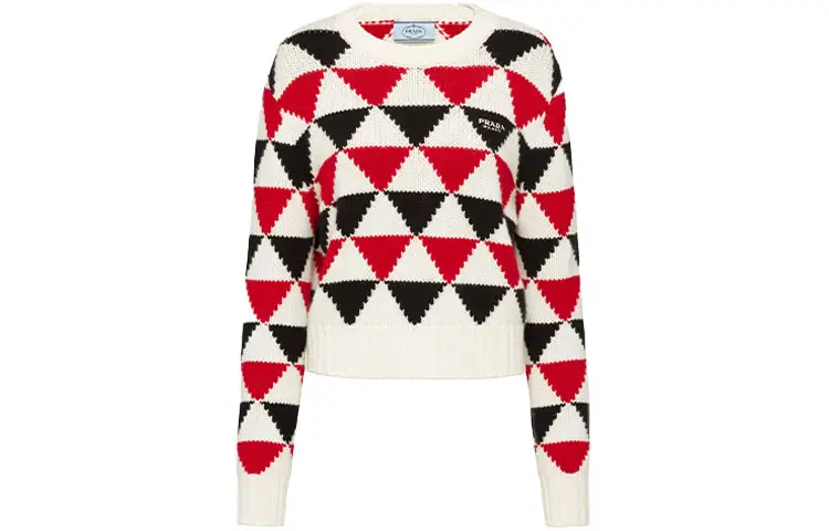 PRADA Cashmere Sweaters Women's Red Crew Neck Moderate