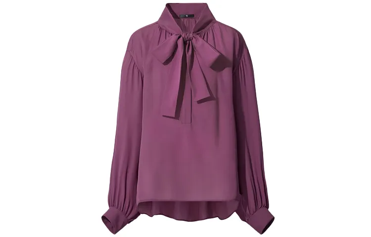 UNIQLO Shirts Women's Blue Purple Stand Collar Moderate Other