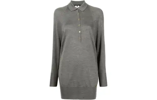 GUCCI Polo Shirts Women's Gray Polo Collar Moderate