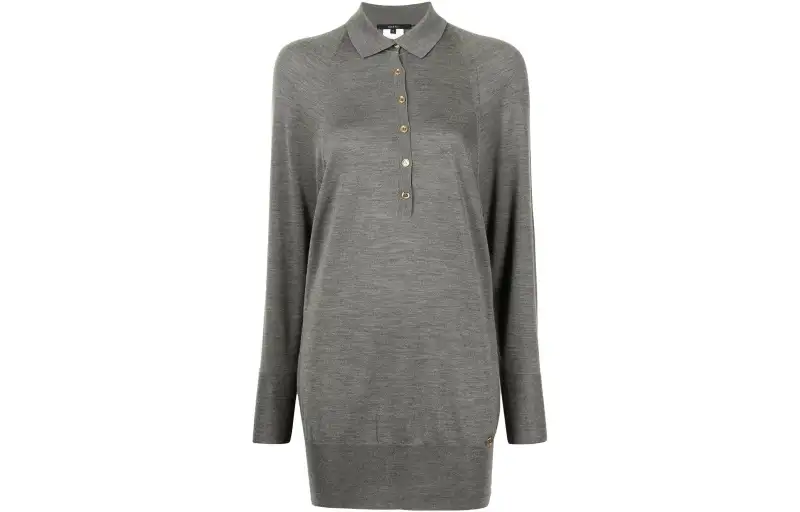 GUCCI Polo Shirts Women's Gray Polo Collar Moderate