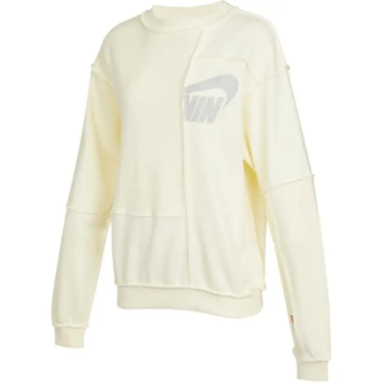 Nike Sweatshirts Women's Beige Crew Neck Moderate Straight Fit