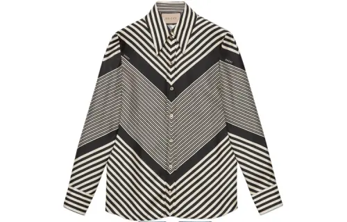 GUCCI Shirts Women's Black Pointed Collar Moderate Other