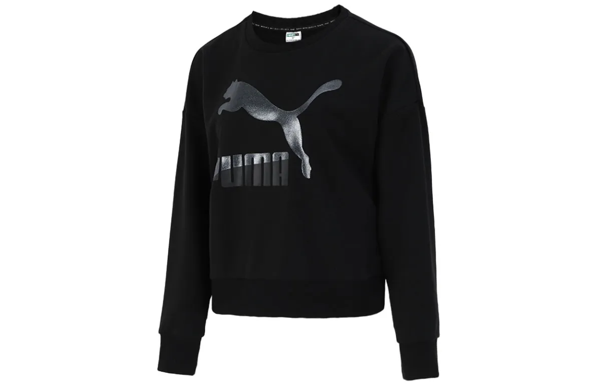 PUMA Sweatshirts Women's Black Crew Neck Moderate Regular
