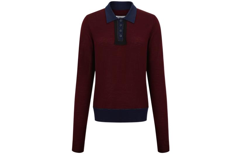 Maison Margiela Polo Shirts Women's Dark Red Color Polo Collar Moderate Straight Fit