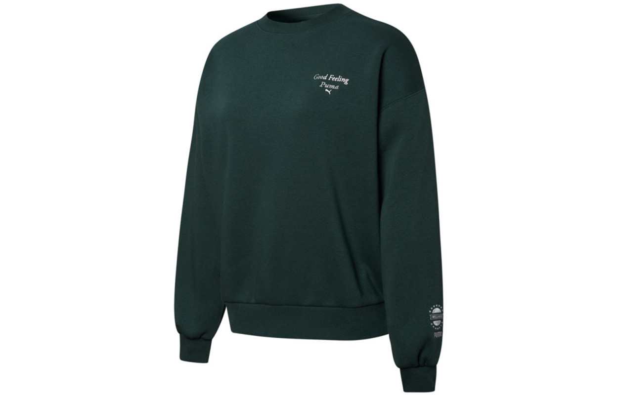 Женское худи PUMA Wellness Club Crew Logo (темно-зеленое)