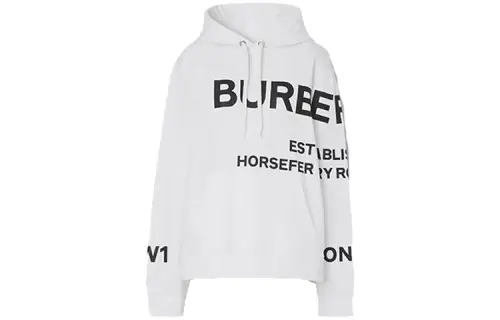 Burberry Horseferry Print Cotton Oversized Hoodie White