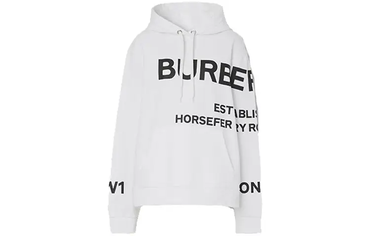 Burberry Horseferry Print Cotton Oversized Hoodie White