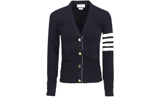 Thom Browne V-neck four-bar-stripe cardigan