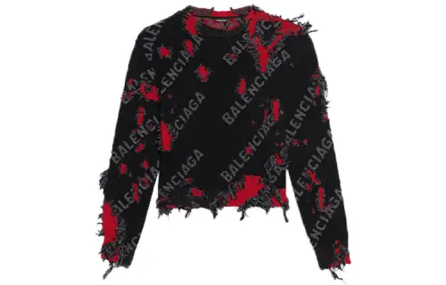 Balenciaga Destroyed Small Crewneck Grey